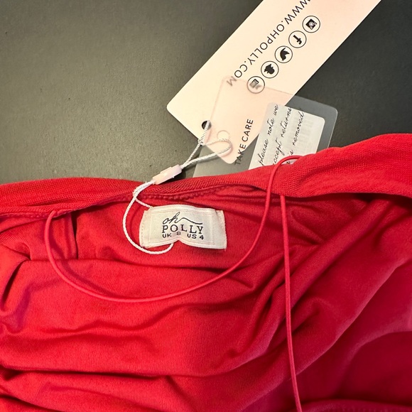 Oh Polly red ruched dress - Picture 3 of 3